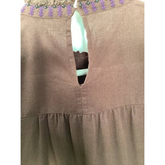 Zara Woman's Long Sleeve Beaded Embroidered Blouse Top Brown Size Small - Picture 11 of 14